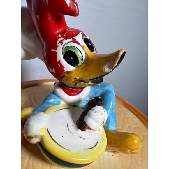 Vtg Woody Woodpecker Cookie Jar Barrel Design Ceramic Collectible Lid 9" Tall - Picture 9 of 16